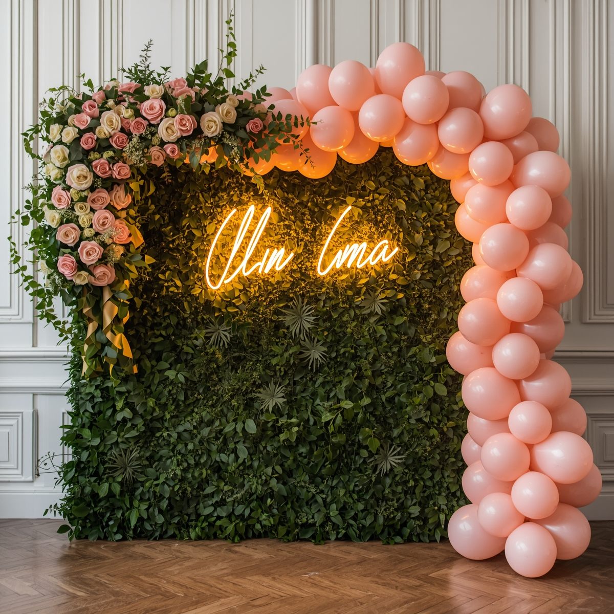 Luxurious wedding setup with gold accents